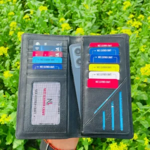 Premium Milled zipper Long Wallet (black and chocolate)