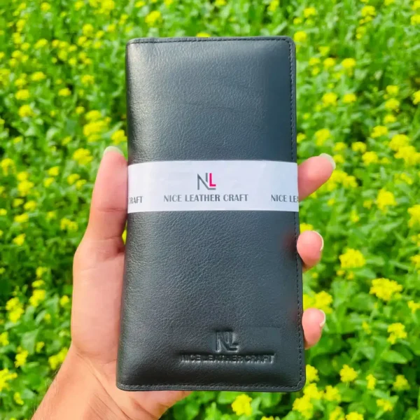 Premium Milled zipper Long Wallet (black and chocolate) - Image 5