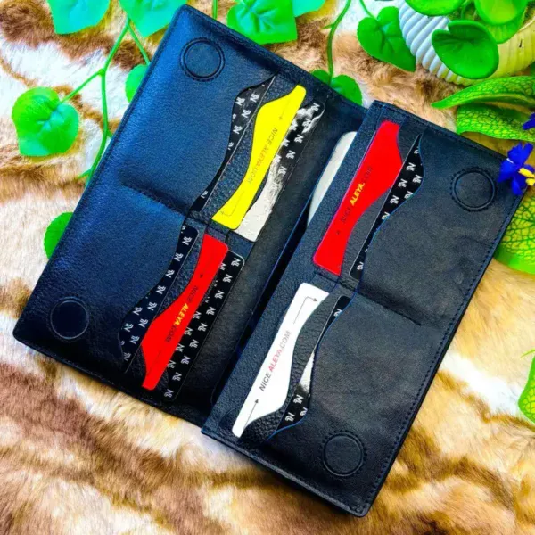 Original Premium Long Leather Wallet (black and chocolate) - Image 4