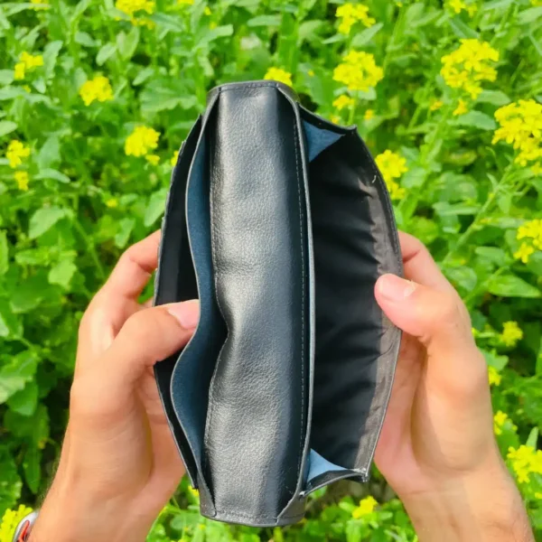 Premium Milled zipper Long Wallet (black and chocolate) - Image 2