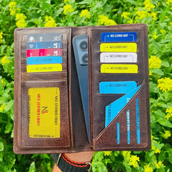 Premium Milled zipper Long Wallet (black and chocolate) - Image 3