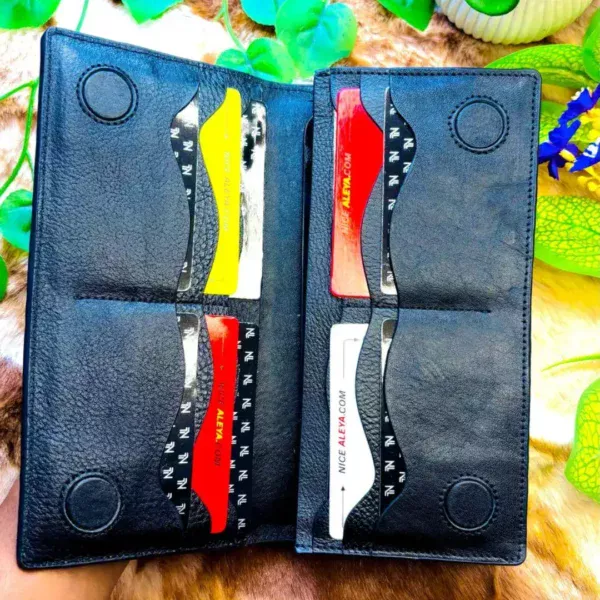 Original Premium Long Leather Wallet (black and chocolate) - Image 5